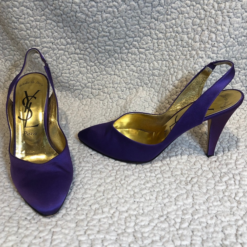 👠 YSL Purple Satin Slingback Heels 👠